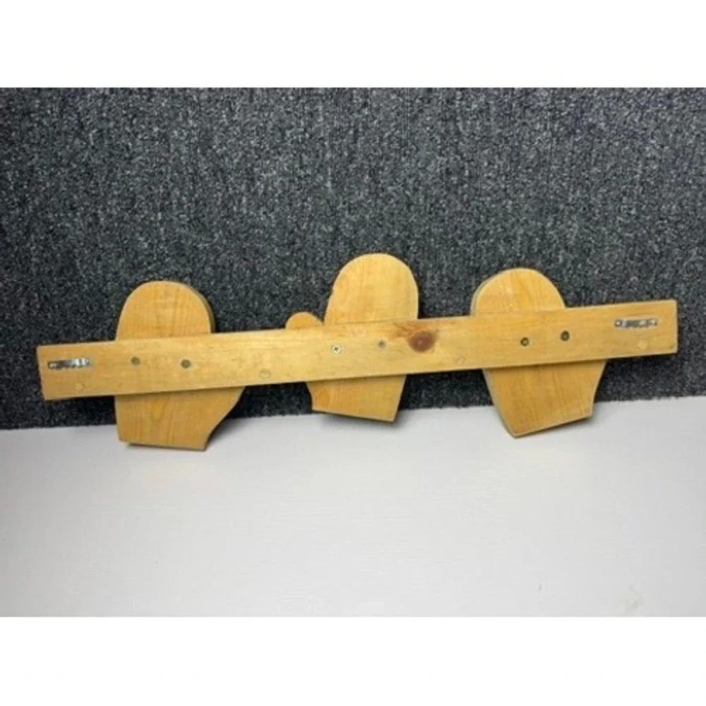 Snowman Mitten Wooden Wall Peg Rack Winter Decor Stocking Holder 90s Christmas